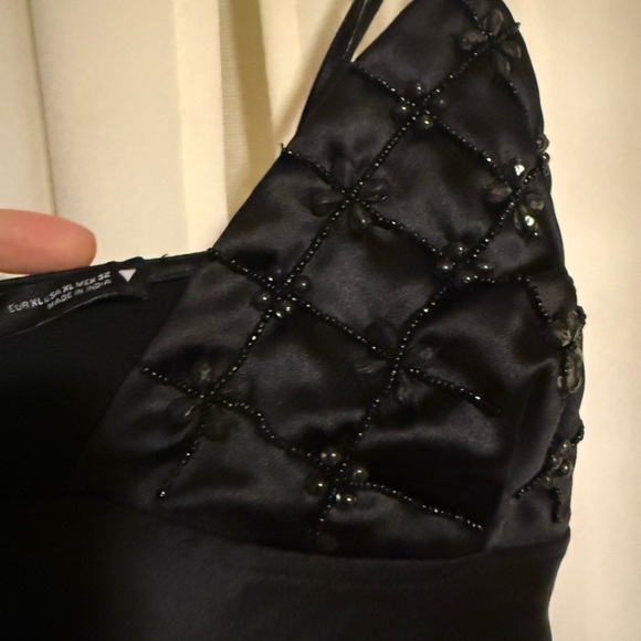 Zara Black Satin Slip Dress - Picture 4 of 6